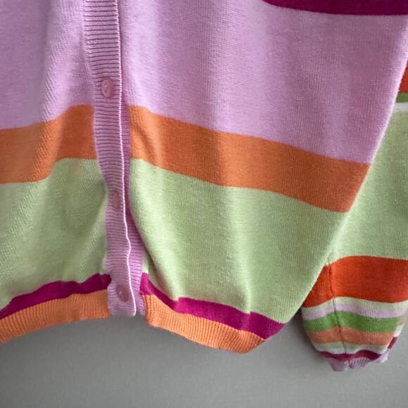 Bushwacker Vintage Cardigan Sweater LARGE Button Front Preppy Office Stripe - Picture 6 of 12